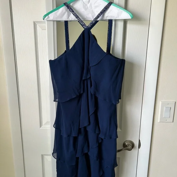 Daymor | Dresses | Dark Teal Chiffon Layered Knee Length Dress | Poshmark